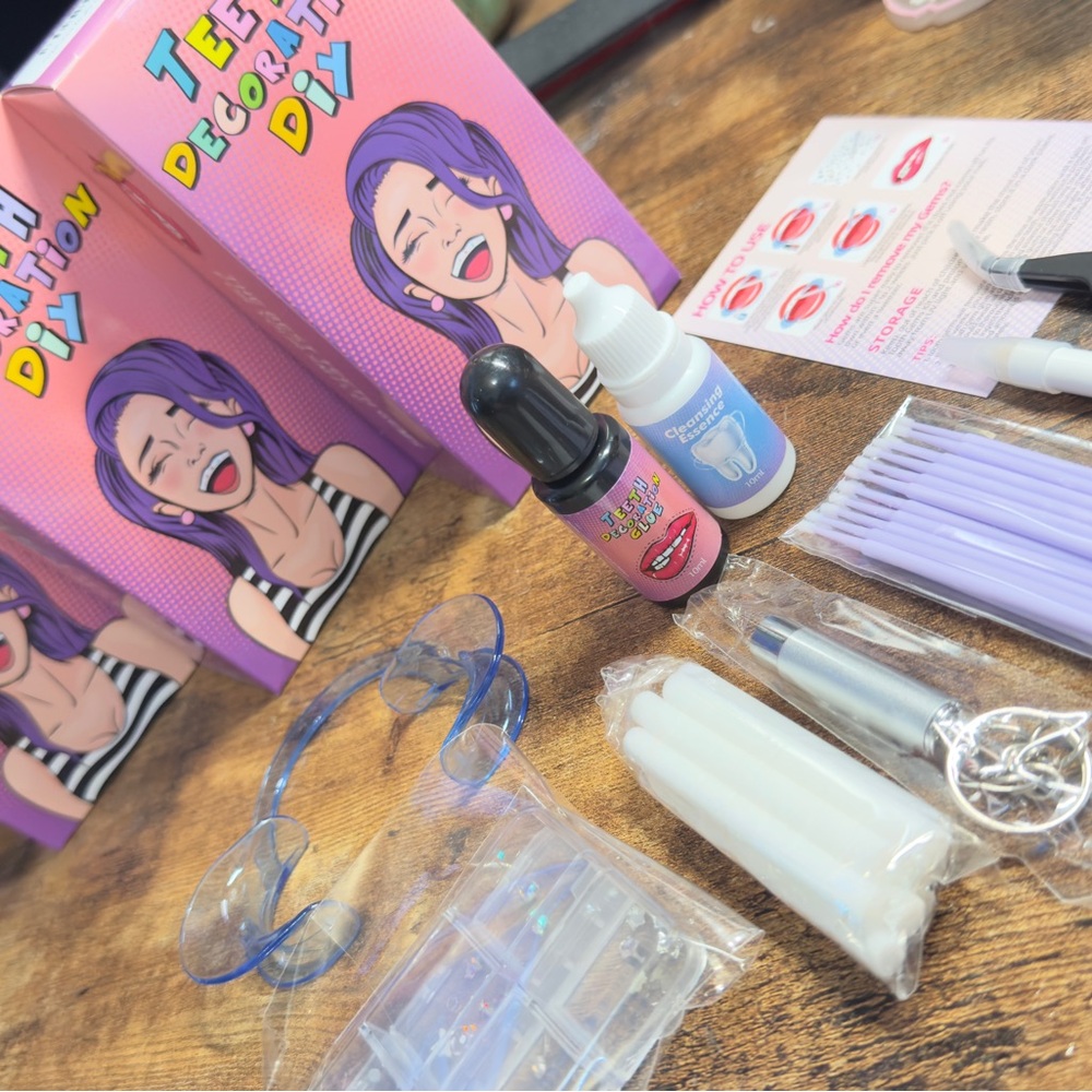DIY Teeth Decoration Kit with Purple and Pink Packaging